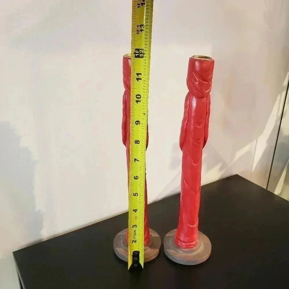 Tall Skinny Santa Claus Candle Holders - Set of 2 - Picture 5 of 5